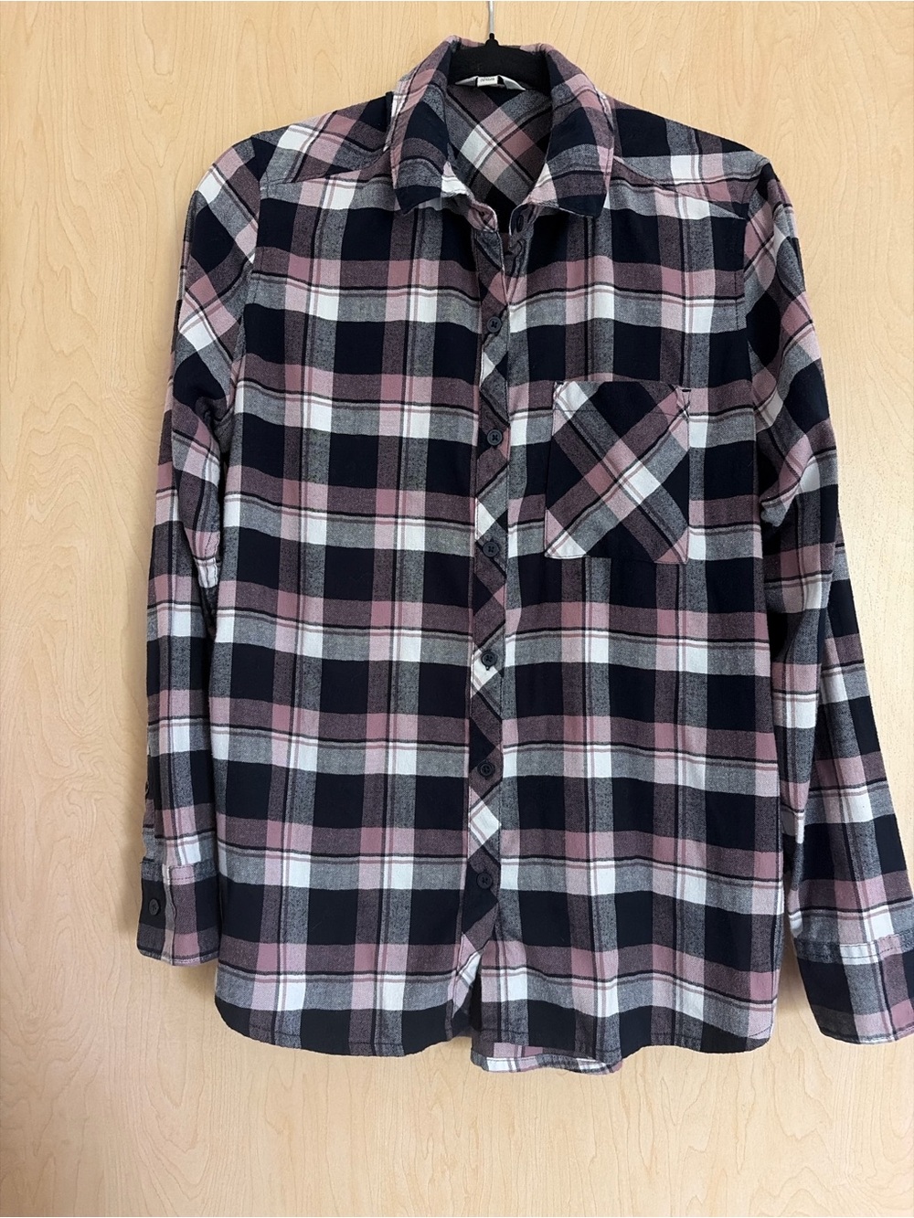 Orvis Pink and Navy Plaid Flannel Button-Down Shirt